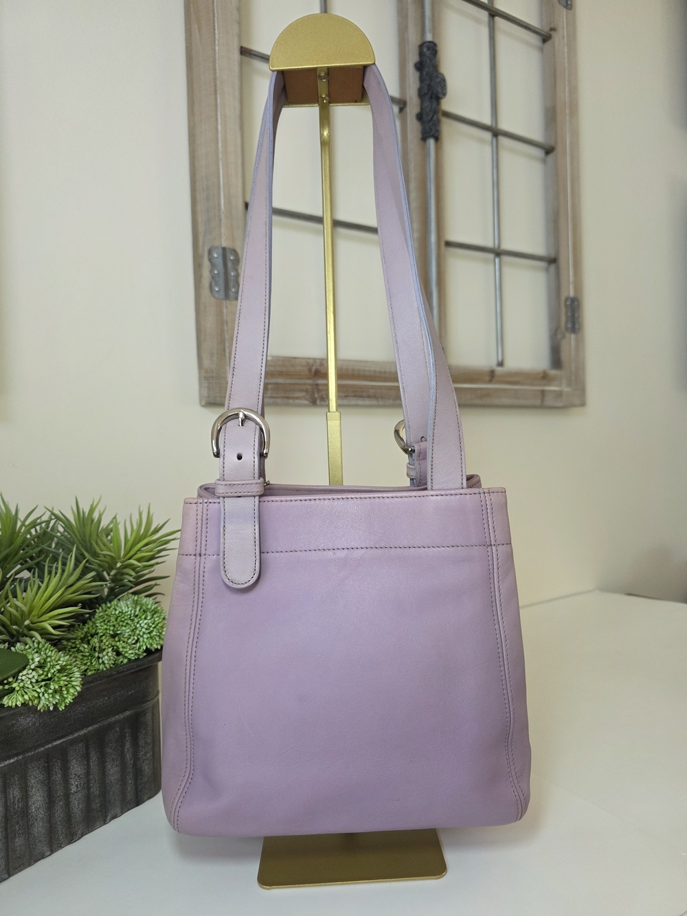 Vintage Coach Soho Buckle Shoulder Bag Lilac Lavender Glove Tanned Leather Y2k - Picture 7 of 15